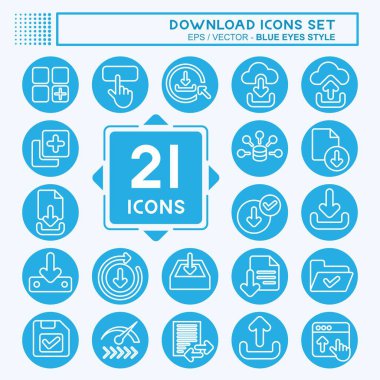 Icon Set Download. related to Button symbol. blue eyes style. simple design illustration