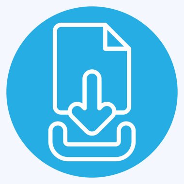 Simge Dosyası İndir. Düğme İndirme simgesi ile ilgili. Mavi gözlü. Basit tasarım çizimi