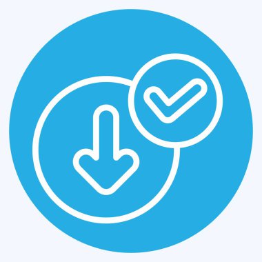 Simge İndirme Başarısı. Düğme İndirme simgesi ile ilgili. Mavi gözlü. Basit tasarım çizimi