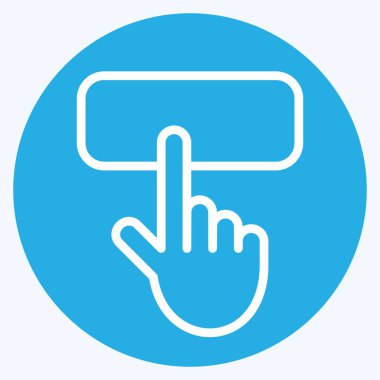 Simge Düğmesi. Düğme İndirme simgesi ile ilgili. Mavi gözlü. Basit tasarım çizimi