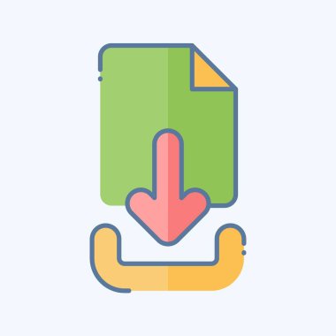 Simge Dosyası İndir. Düğme İndirme simgesi ile ilgili. Karalama stili. Basit tasarım çizimi