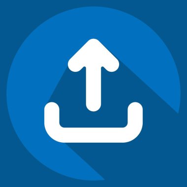 Simge Yükle. Düğme İndirme simgesi ile ilgili. Uzun gölge tarzı. Basit tasarım çizimi