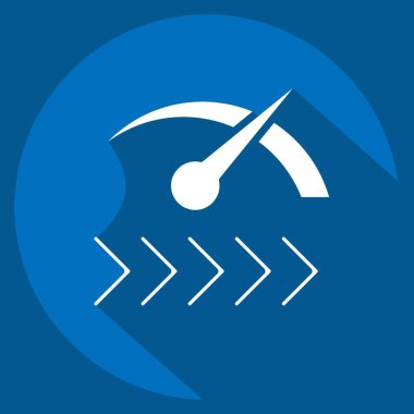 Simge Hızı. Düğme İndirme simgesi ile ilgili. Uzun gölge tarzı. Basit tasarım çizimi