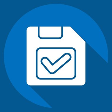 Simge Kaydı. Düğme İndirme simgesi ile ilgili. Uzun gölge tarzı. Basit tasarım çizimi