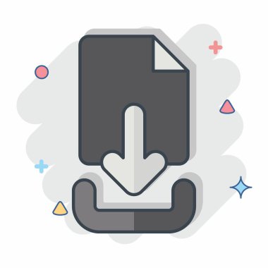 Simge Dosyası İndir. Düğme İndirme simgesi ile ilgili. Çizgi roman. Basit tasarım çizimi