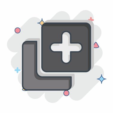 Simge Kopyası. Düğme İndirme simgesi ile ilgili. Çizgi roman. Basit tasarım çizimi