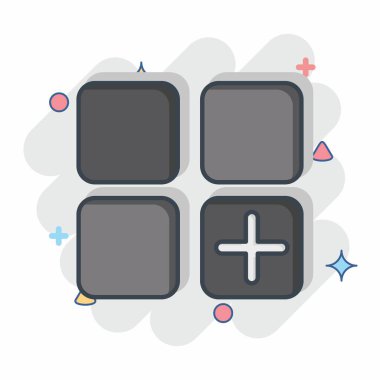 Simge Uygulaması. Düğme İndirme simgesi ile ilgili. Çizgi roman. Basit tasarım çizimi