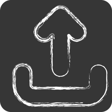 Simge Yükle. Düğme İndirme simgesi ile ilgili. Tebeşir stili. Basit tasarım çizimi