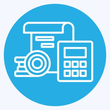 Simge Finans Hesaplaması. Finans ve Vergi sembolüyle ilgili. Mavi gözlü. Basit tasarım çizimi