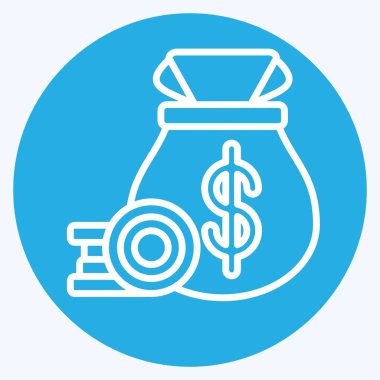 Simge Para Koleksiyonu. Finans ve Vergi sembolüyle ilgili. Mavi gözlü. Basit tasarım çizimi