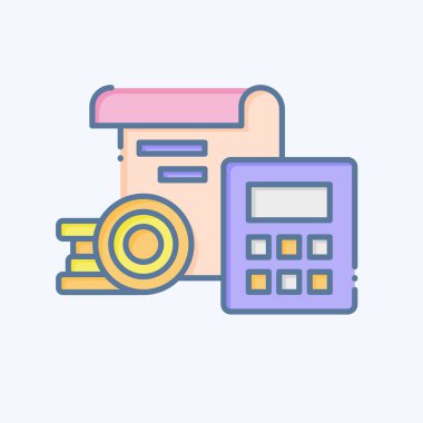 Simge Finans Hesaplaması. Finans ve Vergi sembolüyle ilgili. Karalama stili. Basit tasarım çizimi