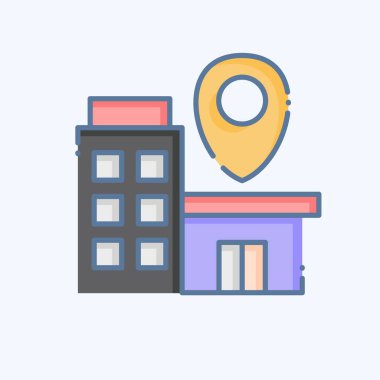 Simge İşletmeleri Konumu. Finans ve Vergi sembolüyle ilgili. Karalama stili. Basit tasarım çizimi