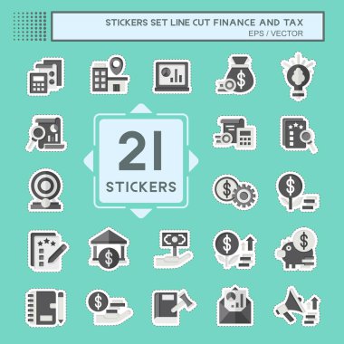 Çıkartma hattı Finans ve Vergi 'yi kesti. İşletme sembolüyle ilgili. Basit tasarım çizimi