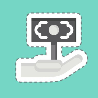 Çıkartma hattı Finans ve Vergi sembolüyle ilgili Para Büyümesi 2 'yi kesti. Basit tasarım çizimi