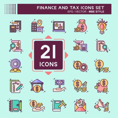 Simge Belirleme Finans ve Vergi. İşletme sembolüyle ilgili. MBE tarzı. Basit tasarım çizimi