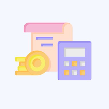 Simge Finans Hesaplaması. Finans ve Vergi sembolüyle ilgili. Düz stil. Basit tasarım çizimi