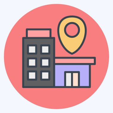 Simge İşletmeleri Konumu. Finans ve Vergi sembolüyle ilgili. renk arkadaşı stili. Basit tasarım çizimi