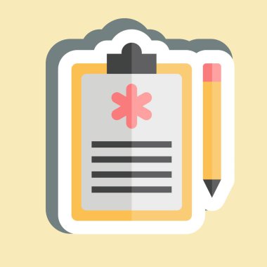 Çıkartma Acil Servis Raporu. Acil durum sembolüyle ilgili. Basit tasarım çizimi