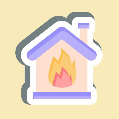 Çıkartma Ateşi. Acil durum sembolüyle ilgili. Basit tasarım çizimi