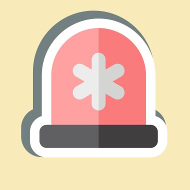 Etiket Acil Durum Sireni. Acil durum sembolüyle ilgili. Basit tasarım çizimi