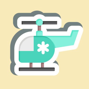 Çıkartma Hava Acil Servisi. Acil durum sembolüyle ilgili. Basit tasarım çizimi