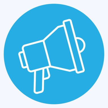 Simge hoparlörü. Acil durum sembolüyle ilgili. Mavi gözlü. Basit tasarım çizimi