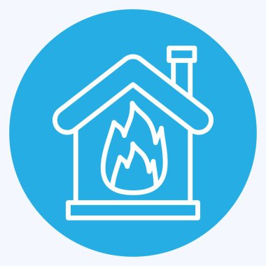 Simge Ateşi. Acil durum sembolüyle ilgili. Mavi gözlü. Basit tasarım çizimi