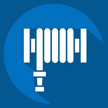 İkon yangın hortumu. Acil durum sembolüyle ilgili. Uzun gölge tarzı. Basit tasarım çizimi