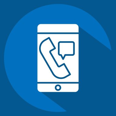 Simgesel Acil Durum Çağrısı. Acil durum sembolüyle ilgili. Uzun gölge tarzı. Basit tasarım çizimi