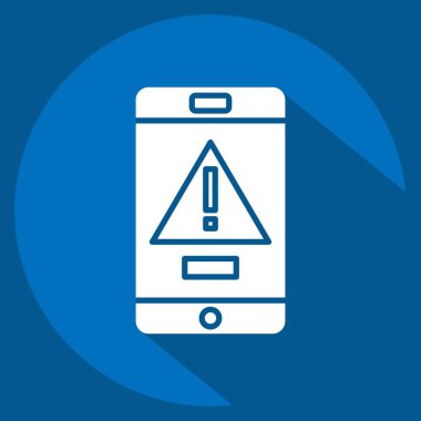 Simgesel Acil Durum Alarmı. Acil durum sembolüyle ilgili. Uzun gölge tarzı. Basit tasarım çizimi