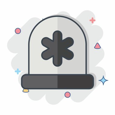 Simgesel Acil Durum Sireni. Acil durum sembolüyle ilgili. Çizgi roman. Basit tasarım çizimi