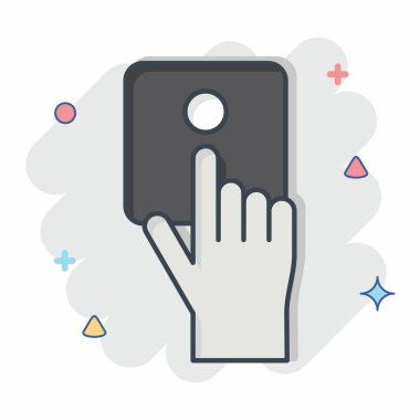 Simge Acil Düğmesi. Acil durum sembolüyle ilgili. Çizgi roman. Basit tasarım çizimi