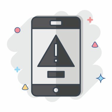 Simgesel Acil Durum Alarmı. Acil durum sembolüyle ilgili. Çizgi roman. Basit tasarım çizimi