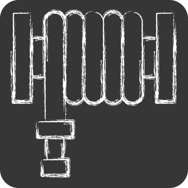 İkon yangın hortumu. Acil durum sembolüyle ilgili. Tebeşir stili. Basit tasarım çizimi