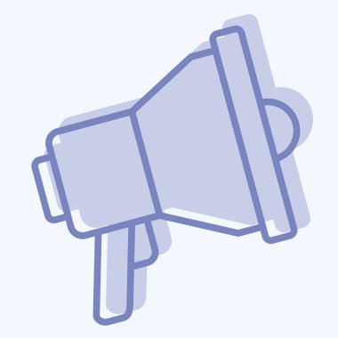 Simge hoparlörü. Acil durum sembolüyle ilgili. İki ton stili. Basit tasarım çizimi