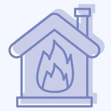 Simge Ateşi. Acil durum sembolüyle ilgili. İki ton stili. Basit tasarım çizimi