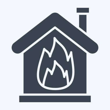 Simge Ateşi. Acil durum sembolüyle ilgili. Kabartma tarzı. Basit tasarım çizimi