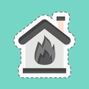 Çıkartma hattı ateşi kesti. Acil durum sembolüyle ilgili. Basit tasarım çizimi