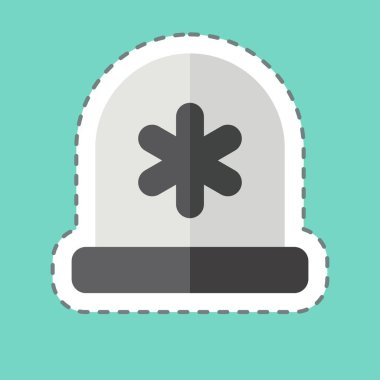 Çıkartma hattı Acil Siren 'i kesti. Acil durum sembolüyle ilgili. Basit tasarım çizimi