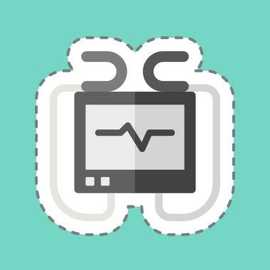 Çıkartma hattı defibrilatör makinesini kesti. Acil durum sembolüyle ilgili. Basit tasarım çizimi