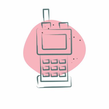 Simge Telsizi. Acil durum sembolüyle ilgili. Renkli Leke Biçimi. Basit tasarım çizimi