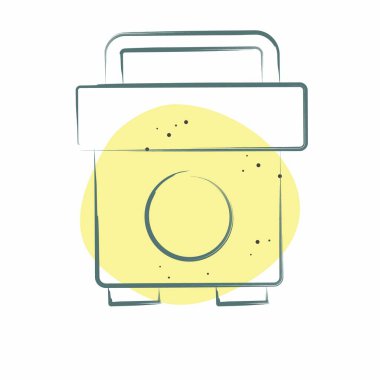 Simge Sosyal Medya Politikası. Acil durum sembolüyle ilgili. Renkli Leke Biçimi. Basit tasarım çizimi