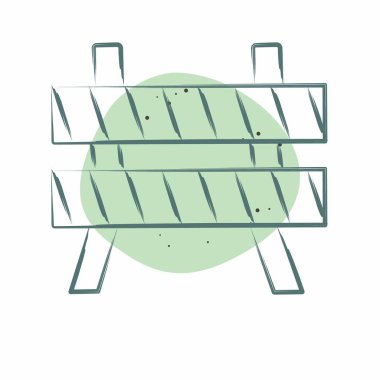 Simge Güvenliği Bariyeri. Acil durum sembolüyle ilgili. Renkli Leke Biçimi. Basit tasarım çizimi