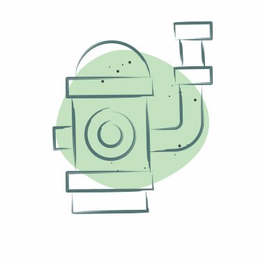 Simge yangın musluğu. Acil durum sembolüyle ilgili. Renkli Leke Biçimi. Basit tasarım çizimi