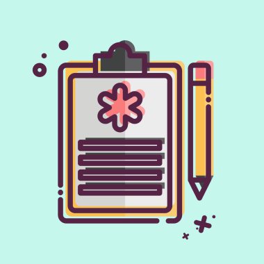 Simge Acil Servis Raporu. Acil durum sembolüyle ilgili. MBE tarzı. Basit tasarım çizimi