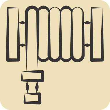 İkon yangın hortumu. Acil durum sembolüyle ilgili. El çizimi tarzı. Basit tasarım çizimi