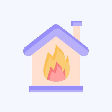 Simge Ateşi. Acil durum sembolüyle ilgili. Düz stil. Basit tasarım çizimi