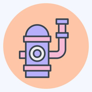 Simge yangın musluğu. Acil durum sembolüyle ilgili. renk arkadaşı stili. Basit tasarım çizimi