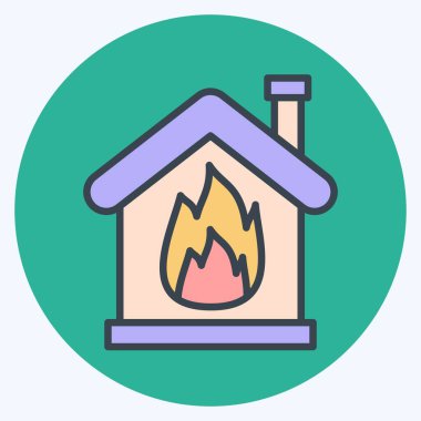 Simge Ateşi. Acil durum sembolüyle ilgili. renk arkadaşı stili. Basit tasarım çizimi