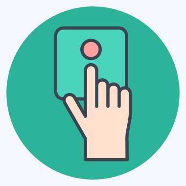 Simge Acil Düğmesi. Acil durum sembolüyle ilgili. renk arkadaşı stili. Basit tasarım çizimi